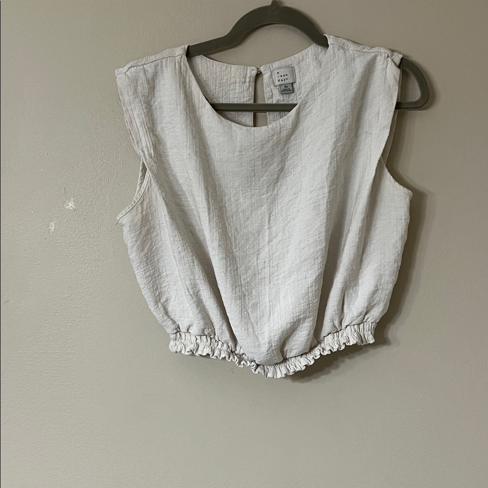 A New Day Cream Sleeveless Crop Top